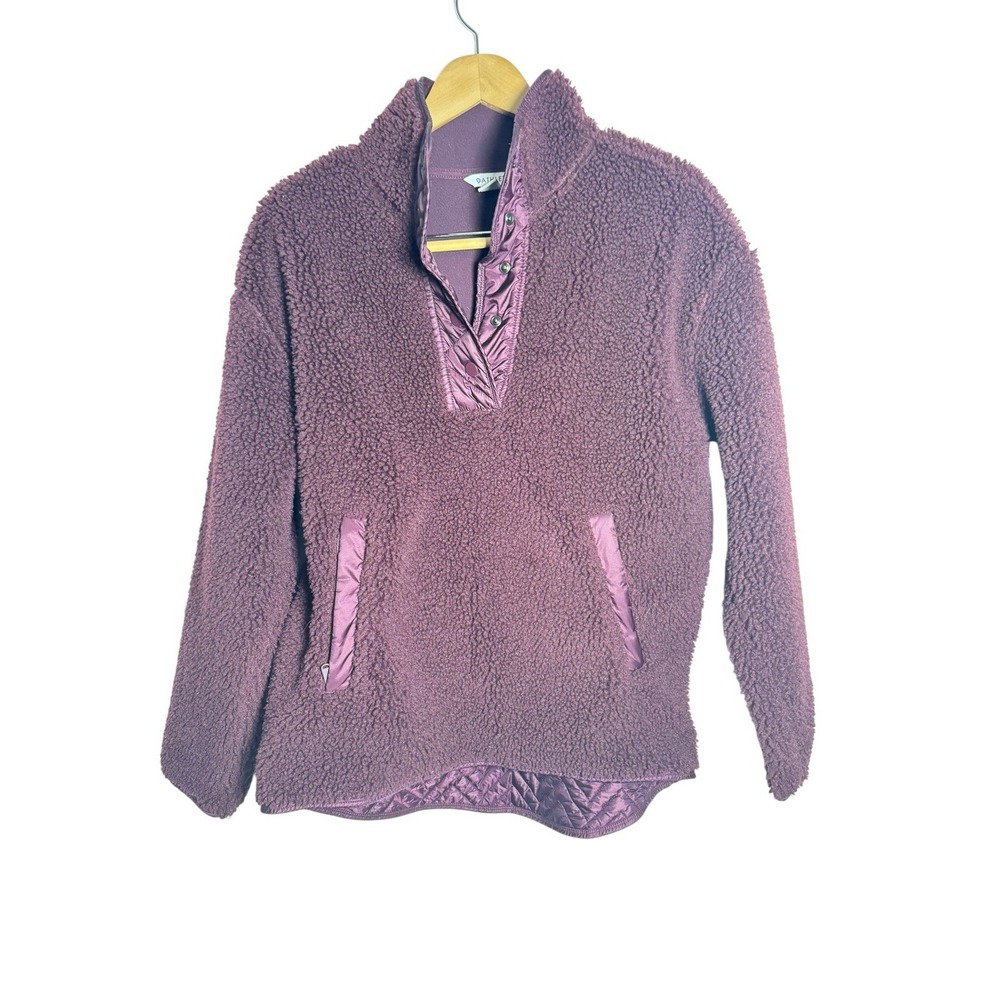 Athleta Sherpa Snap Pullover Plum Color Sz Medium Snap‎ Button Jacket Quilted